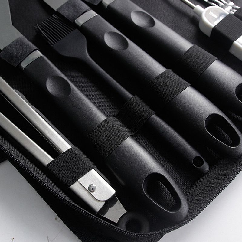 Complete Multi-Functional BBQ Tool Set, 31-Piece Deluxe BBQ Tool Set, Food-Grade Stainless Steel BBQ Tools with Wood-Grain Handles—Ideal for Home and Outdoor BBQs, Includes Portable Camping Storage Bag—Black 3 Complete Multi-Functional BBQ Tool Set, 31-Piece Deluxe BBQ Tool Set, Food-Grade Stainless Steel BBQ Tools with Wood-Grain Handles—Ideal for Home and Outdoor BBQs, Includes Portable Camping Storage Bag—Black - Image 3