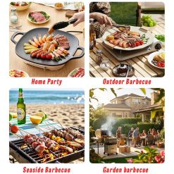 Complete Multi-Functional BBQ Tool Set, 31-Piece Deluxe BBQ Tool Set, Food-Grade Stainless Steel BBQ Tools with Wood-Grain Handles—Ideal for Home and Outdoor BBQs, Includes Portable Camping Storage Bag—Black 14 V1265 AU006 HEI 05