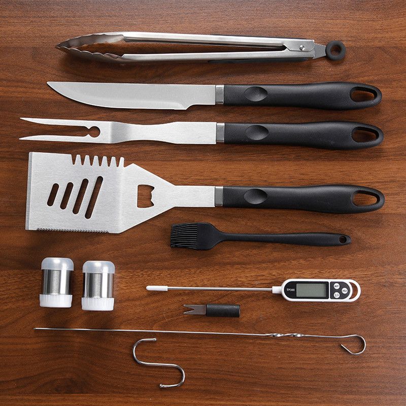 Complete Multi-Functional BBQ Tool Set, 31-Piece Deluxe BBQ Tool Set, Food-Grade Stainless Steel BBQ Tools with Wood-Grain Handles—Ideal for Home and Outdoor BBQs, Includes Portable Camping Storage Bag—Black 8 Complete Multi-Functional BBQ Tool Set, 31-Piece Deluxe BBQ Tool Set, Food-Grade Stainless Steel BBQ Tools with Wood-Grain Handles—Ideal for Home and Outdoor BBQs, Includes Portable Camping Storage Bag—Black - Image 8