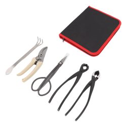 5-piece bonsai tool set with carbon steel scissors and pruning shears