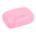 Travel soap container with snap lock, pink
