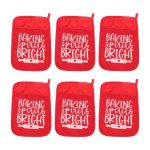 Christmas Pot Holders with Pocket, Heat Resistant Set of 6