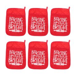 6Pcs Christmas Pot Holders with Pocket Heat Resistant Hot Pad Oven Mitts Cookie Bag Christmas Pot Rack Baking Kit