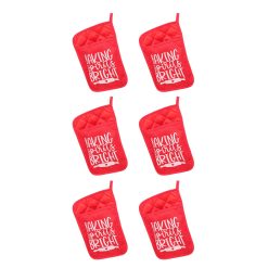 Alternative view of 6Pcs Christmas Pot Holders with Pocket Heat Resistant Hot Pad Oven Mitts Cookie Bag Christmas Pot Rack Baking Kit