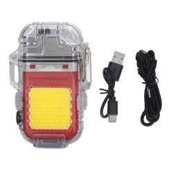 Arc Cigarette Lighter IP56 Waterproof Wind Proof LED Lighting Portable Multifunctional Dual Arc Lighter Red