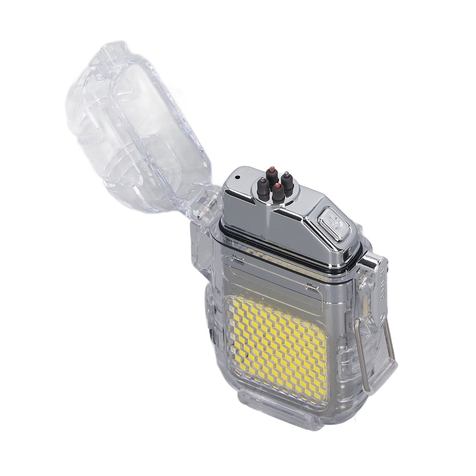 Arc Cigarette Lighter IP56 Waterproof Wind Proof LED Lighting Portable Multifunctional Dual Arc Lighter Silver 2 Arc Cigarette Lighter IP56 Waterproof Wind Proof LED Lighting Portable Multifunctional Dual Arc Lighter Silver - Image 2