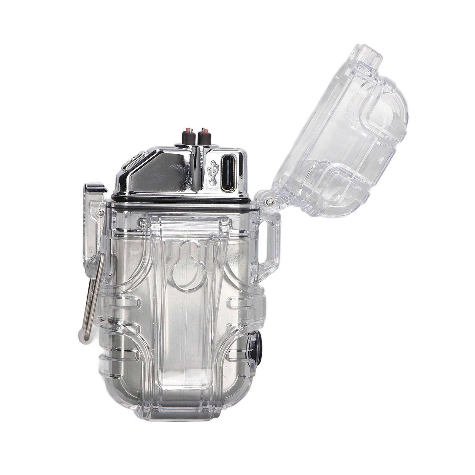 Arc Cigarette Lighter IP56 Waterproof Wind Proof LED Lighting Portable Multifunctional Dual Arc Lighter Silver 8 Arc Cigarette Lighter IP56 Waterproof Wind Proof LED Lighting Portable Multifunctional Dual Arc Lighter Silver - Image 8