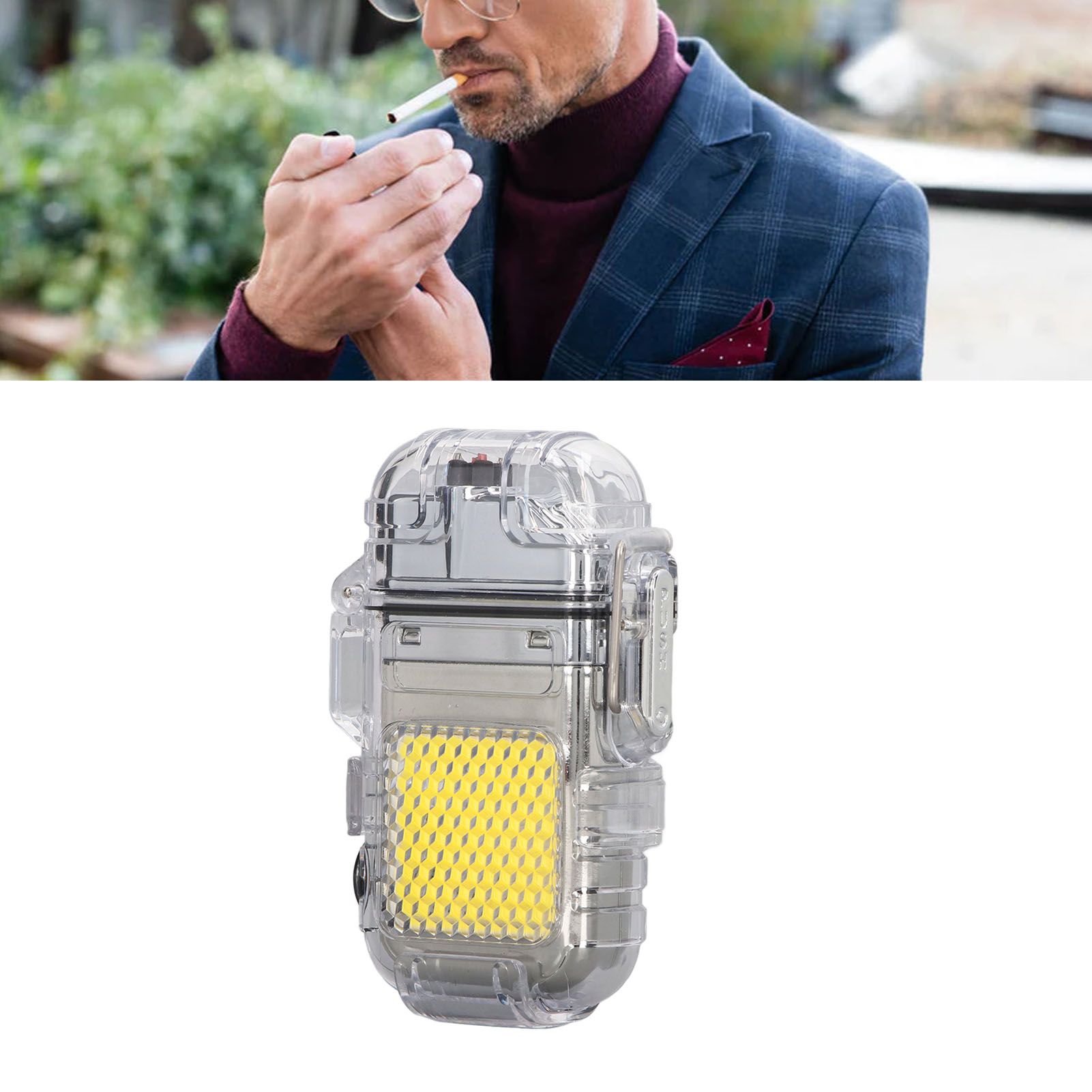 Arc Cigarette Lighter IP56 Waterproof Wind Proof LED Lighting Portable Multifunctional Dual Arc Lighter Silver 12 Arc Cigarette Lighter IP56 Waterproof Wind Proof LED Lighting Portable Multifunctional Dual Arc Lighter Silver - Image 12