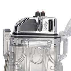 Arc Cigarette Lighter IP56 Waterproof Wind Proof LED Lighting Portable Multifunctional Dual Arc Lighter Silver 29 V1294 YM0512 3117220253013 14