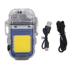 Arc Cigarette Lighter IP56 Waterproof Wind Proof LED Lighting Portable Multifunctional Dual Arc Lighter Blue