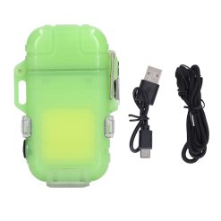 Arc Cigarette Lighter IP56 Waterproof Wind Proof LED Lighting Portable Multifunctional Dual Arc Lighter Noctilucent Green