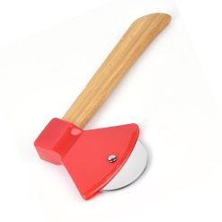 Alternative view of Pizza knife with 430 steel blade and bamboo handle