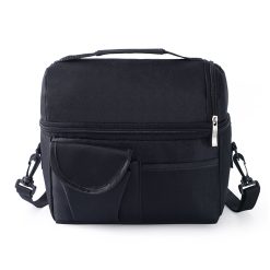 Cooler Bags Insulated Double Layer Large Capacity Oxford Cloth Washable Foldable Heat Insulation Lunch Bag for Office Black