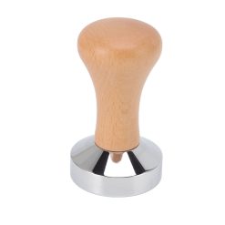 Stainless steel coffee tamper with wooden handle