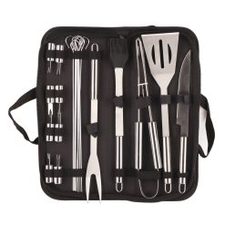 20pcs Barbecue Utensils Food Grade Stainless Steel Skewer Fork Knife BBQ Tool Set for Camping Hiking
