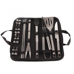 Alternative view of 20pcs Barbecue Utensils Food Grade Stainless Steel Skewer Fork Knife BBQ Tool Set for Camping Hiking