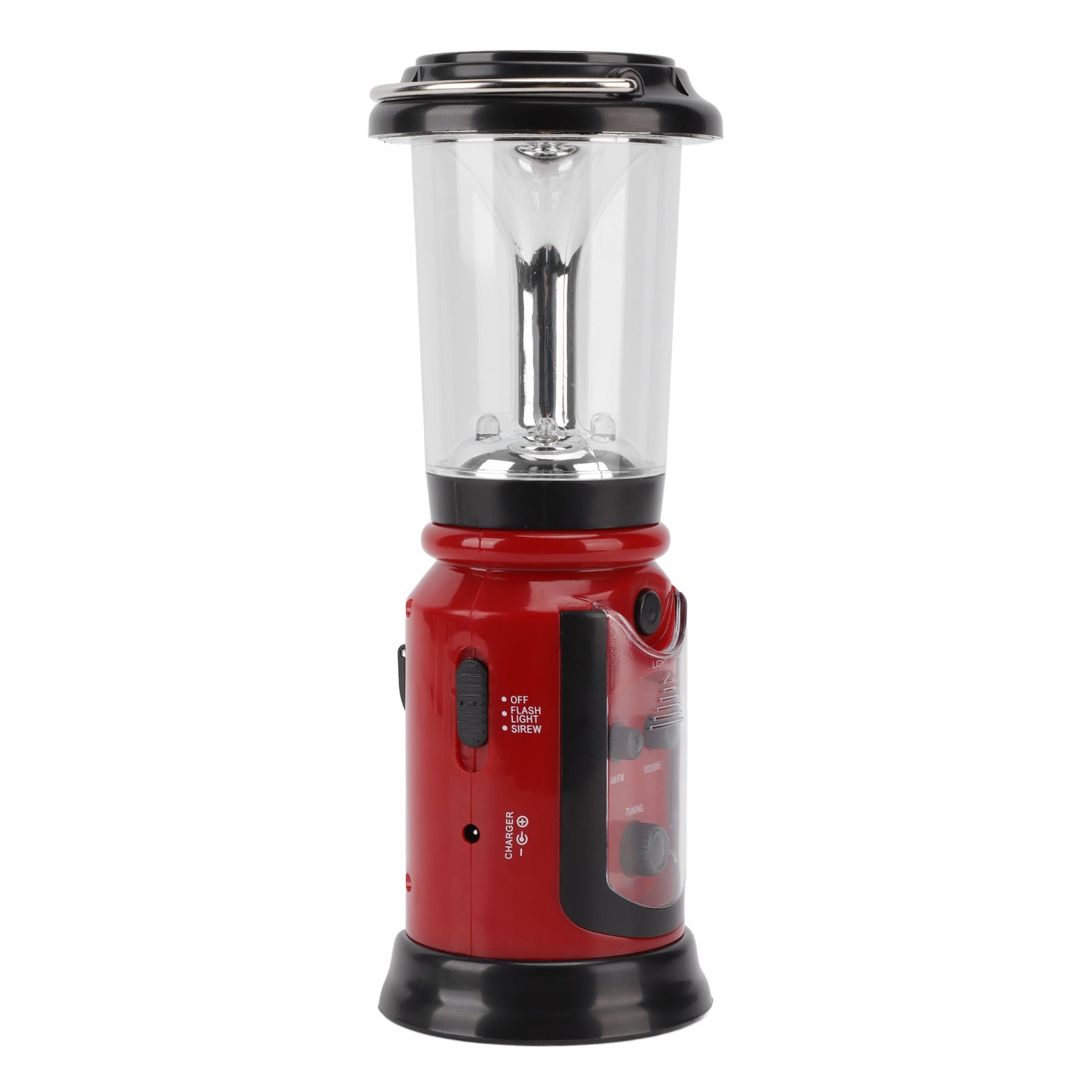 Radio Lantern Hand Crank USB Rechargeable Multi Functional AM FM Emergency Radio LED Flashlight for Camping Hiking Red 4 Radio Lantern Hand Crank USB Rechargeable Multi Functional AM FM Emergency Radio LED Flashlight for Camping Hiking Red - Image 4