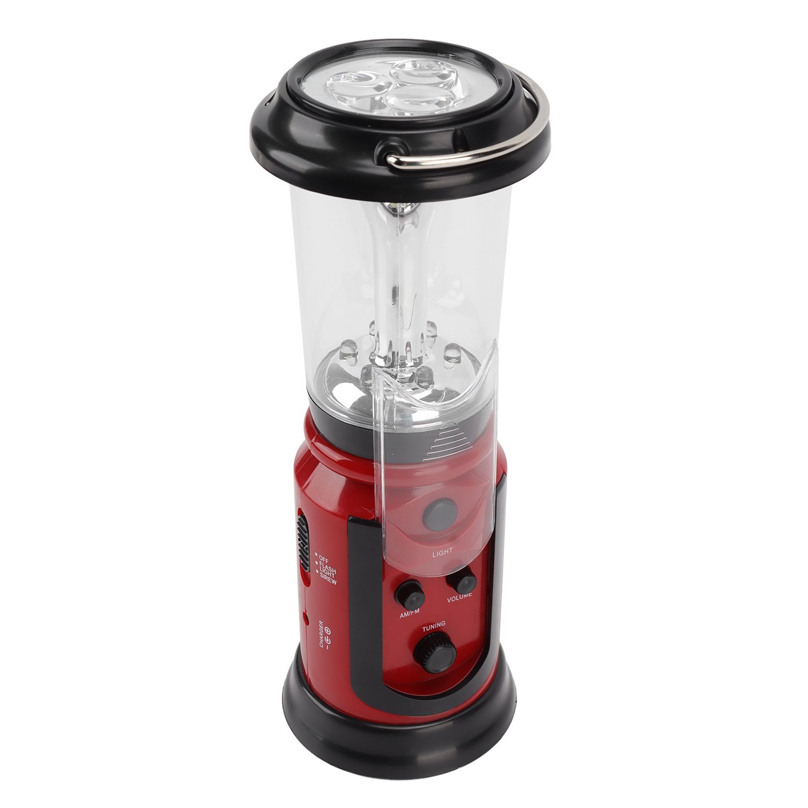 Radio Lantern Hand Crank USB Rechargeable Multi Functional AM FM Emergency Radio LED Flashlight for Camping Hiking Red 5 Radio Lantern Hand Crank USB Rechargeable Multi Functional AM FM Emergency Radio LED Flashlight for Camping Hiking Red - Image 5