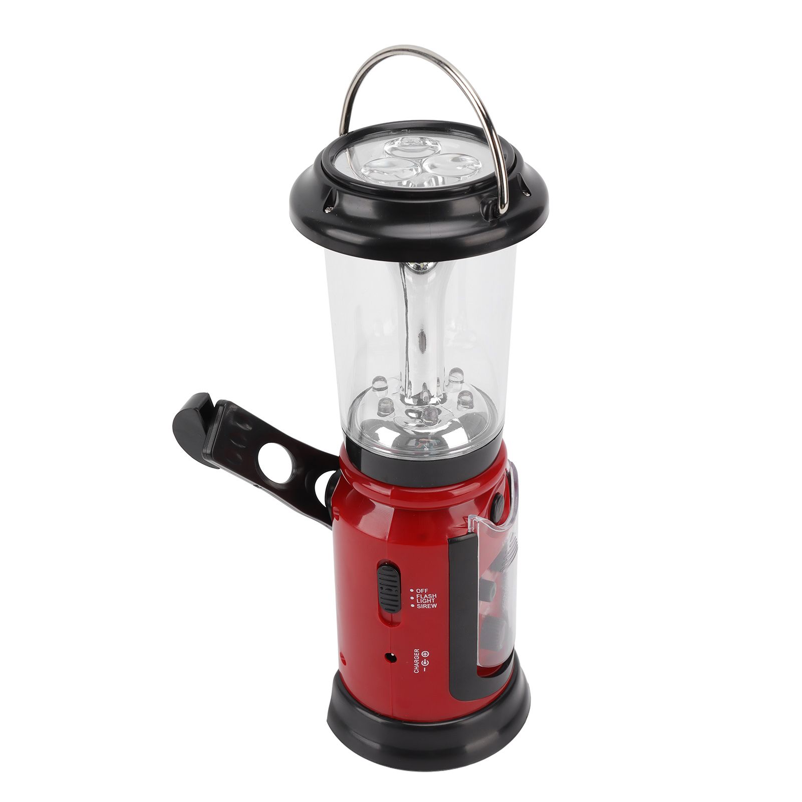 Radio Lantern Hand Crank USB Rechargeable Multi Functional AM FM Emergency Radio LED Flashlight for Camping Hiking Red 6 Radio Lantern Hand Crank USB Rechargeable Multi Functional AM FM Emergency Radio LED Flashlight for Camping Hiking Red - Image 6