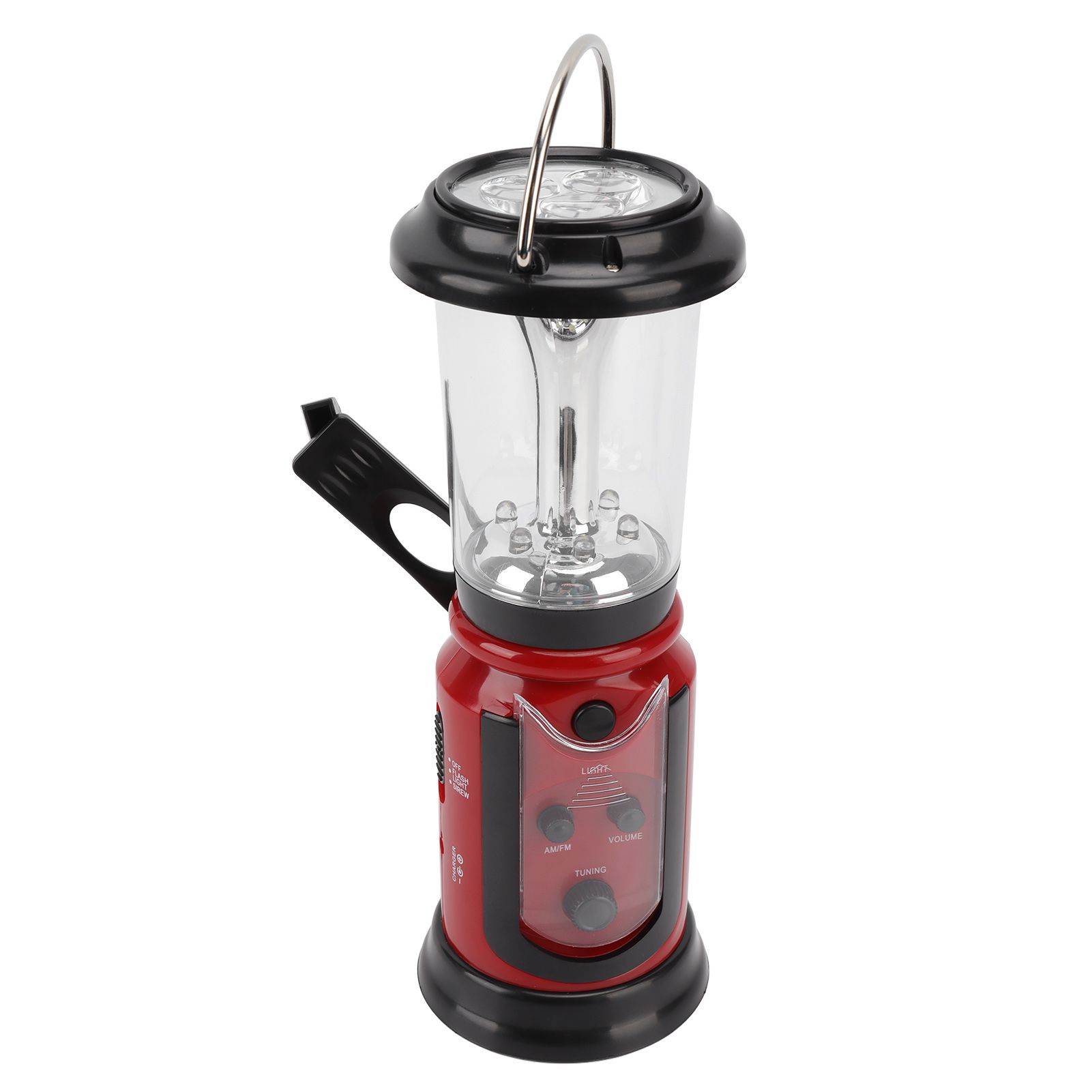 Radio Lantern Hand Crank USB Rechargeable Multi Functional AM FM Emergency Radio LED Flashlight for Camping Hiking Red 7 Radio Lantern Hand Crank USB Rechargeable Multi Functional AM FM Emergency Radio LED Flashlight for Camping Hiking Red - Image 7