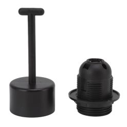 10Pcs E27 Light Base Socket Copper Core High Temperature Resistance E27 Light Holder Base with Lamp Sleeve for DIY Black