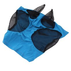 Horse Mesh Fly Mask Breathable Elastic Horse Face Mask with Ears Protection Riding Equestrian Equipment Blue 21 V1294 YM0521 3111230022813 06
