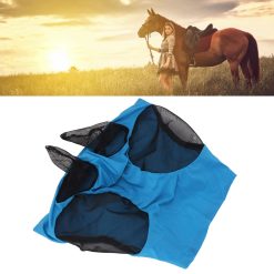 Horse Mesh Fly Mask Breathable Elastic Horse Face Mask with Ears Protection Riding Equestrian Equipment Blue 26 V1294 YM0521 3111230022813 11
