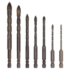 Alternative view of Drill Bit Set Unique Cross Design Cemented Carbide Hex Power Bits for Glass Ceramic Glass Tile Full Tile Brick Wall Wood 7 Piece Set