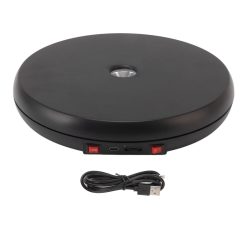 Electric Rotating Display Table LED Light 25cm Noiseless 20kg Load Capacity Turntable Display Stand for Jewelry Black