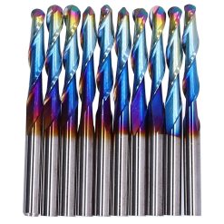 Alternative view of 10Pcs Router Bits Tungsten Steel Spiral Flute Milling Cutter Tool with Plating Blue for Wood PVC Nylon