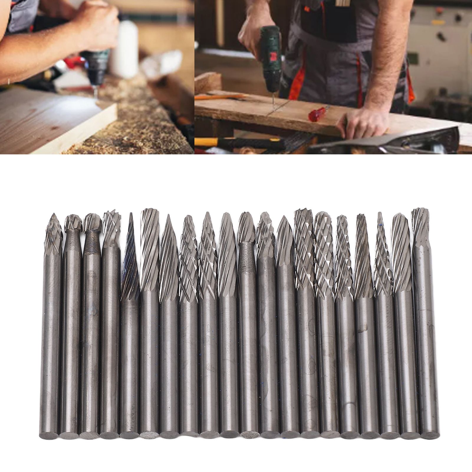 20pcs Rotary Burr Set 3mm Shank Tungsten Steel for Woodworking Carving Polishing Grinding 11 20pcs Rotary Burr Set 3mm Shank Tungsten Steel for Woodworking Carving Polishing Grinding - Image 11