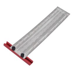 Alternative view of T Rule Stainless Steel Silver Scribing Ruler Woodworking Measuring Tool Positioning Gauge 12in