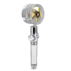 Propeller Shower Head Vortex Hydro Jet 360° Rotating Handheld with Pause Switch Filter G1/2