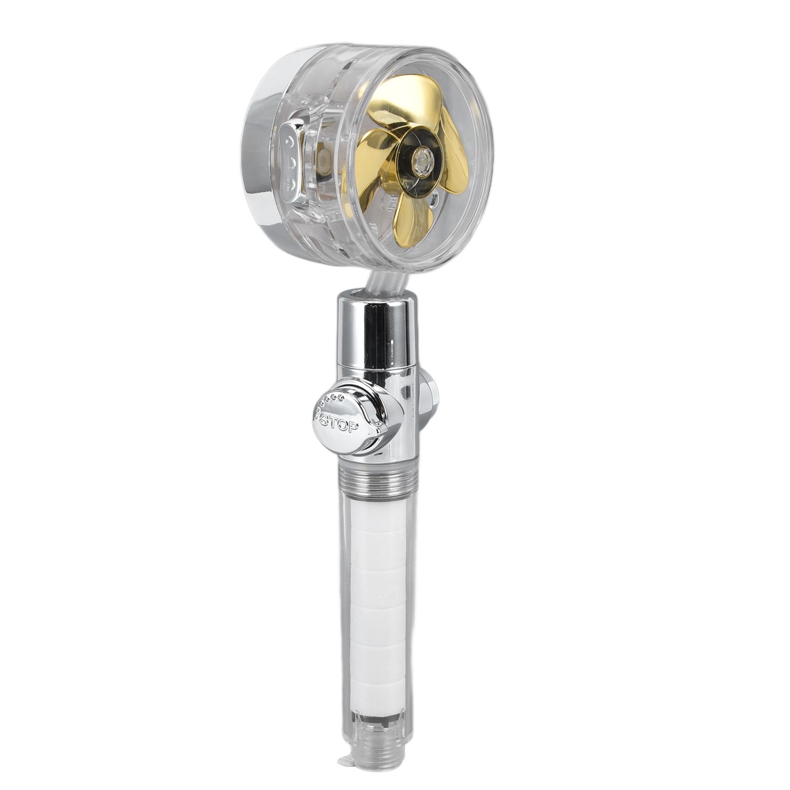 Propeller Shower Head Vortex Hydro Jet 360° Rotating Handheld with Pause Switch Filter G1/2 1 Propeller Shower Head Vortex Hydro Jet 360° Rotating Handheld with Pause Switch Filter G1/2