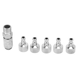 Alternative view of 6PCS Airbrush Adapter Set Stainless Steel Airbrush Quick Release Fittings Airbrush Connector Kit