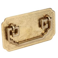 Alternative view of Antique Drawer Handle Tetragonal Bat Handle Antique Chinese Retro Style Drawer Pulls with 2 Screws for Cabinet Doors Brass
