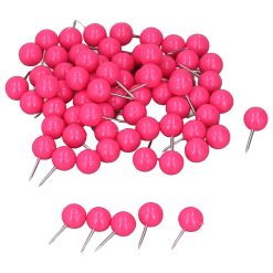 100Pcs Push Pins Map Tacks Steel Plastic Decorative Marking Pins for Cork Boards 9.5x20mm Rose Red 17 V1294 YM0523 3117220052711 02