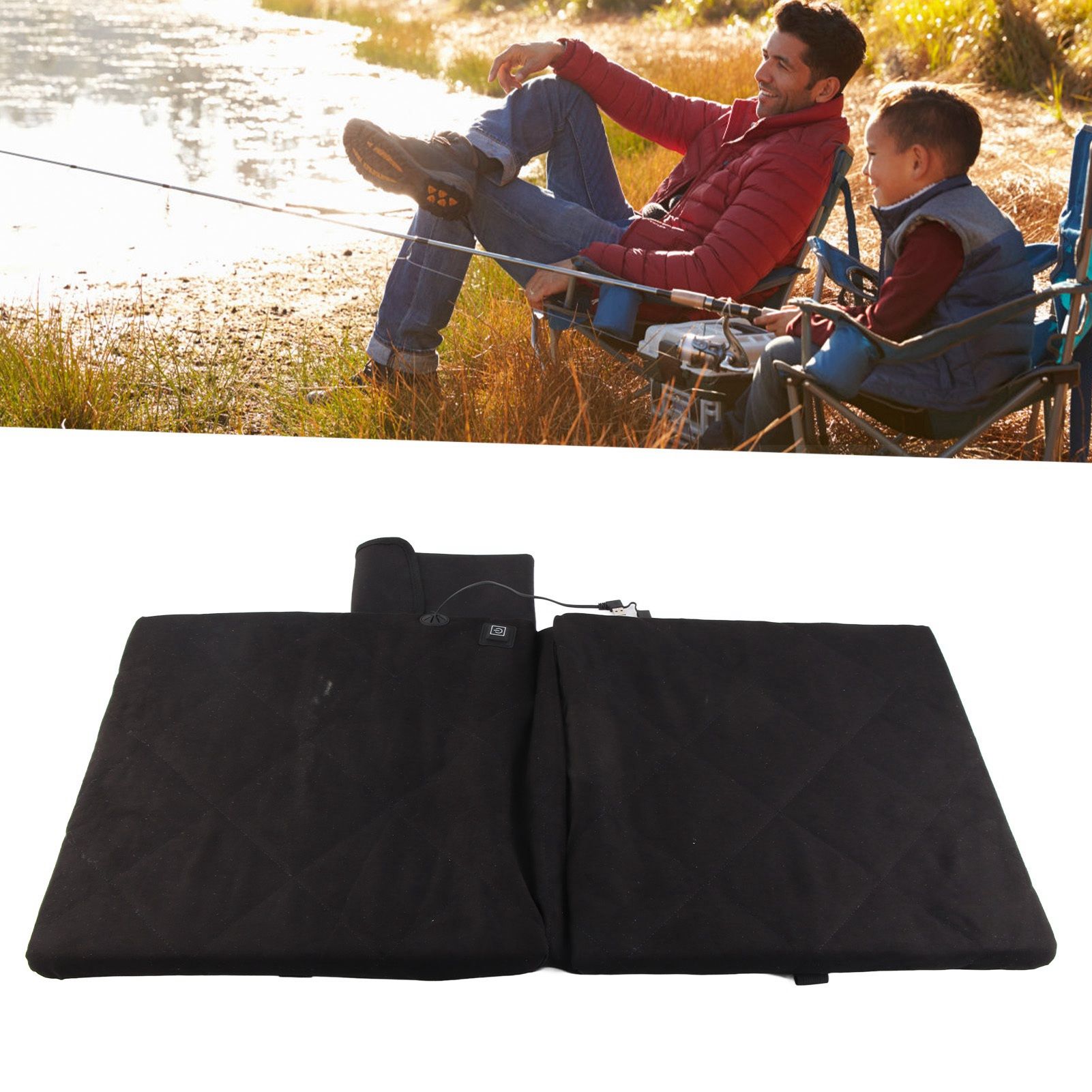 Electric Heating Seat Cushion Foldable Stadium Seats Heated Cover Pads with Backrest for Camping Fishing Hunting Black 11 Electric Heating Seat Cushion Foldable Stadium Seats Heated Cover Pads with Backrest for Camping Fishing Hunting Black - Image 11