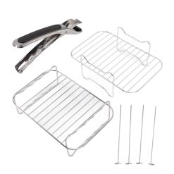 Fryer Rack Stainless Steel Skewer Rack Fryer Steaming Rack with Anti Scalding Clip Skewer for NINJA FOOD 8QT