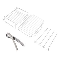 Alternative view of Fryer Rack Stainless Steel Skewer Rack Fryer Steaming Rack with Anti Scalding Clip Skewer for NINJA FOOD 8QT