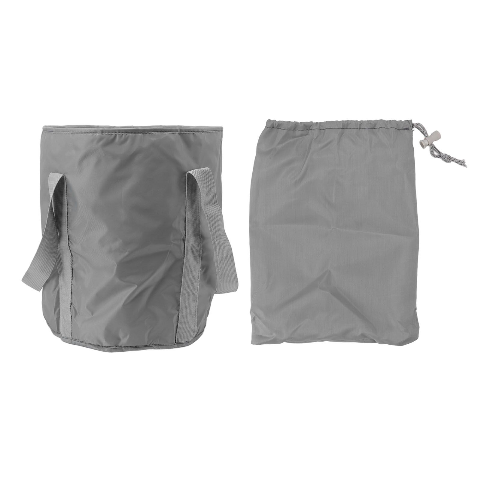 Foldable Foot Tub Polyester Double Layer Collapsible Camping Bucket with Storage Bag for Outdoor Grey 1 Foldable Foot Tub Polyester Double Layer Collapsible Camping Bucket with Storage Bag for Outdoor Grey