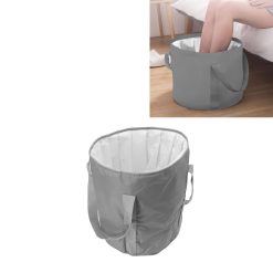 Foldable Foot Tub Polyester Double Layer Collapsible Camping Bucket with Storage Bag for Outdoor Grey 26 V1294 YM3117220219411 0421 11