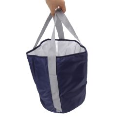 Foldable Foot Tub Polyester Double Layer Collapsible Camping Bucket with Storage Bag for Outdoor Navy Blue 24 V1294 YM3117220219414 0421 09
