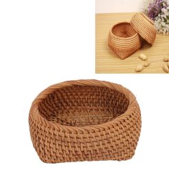 Rattan Storage Basket Hand Woven Simple Exquisite Rattan Organizer Storage Basket for Tea Sets Tableware S 26 V1294 YM3117220246411 0421 11