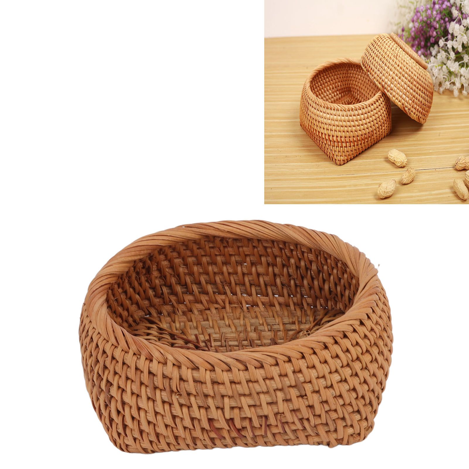 Rattan Storage Basket Hand Woven Simple Exquisite Rattan Organizer Storage Basket for Tea Sets Tableware S 12 Rattan Storage Basket Hand Woven Simple Exquisite Rattan Organizer Storage Basket for Tea Sets Tableware S - Image 12