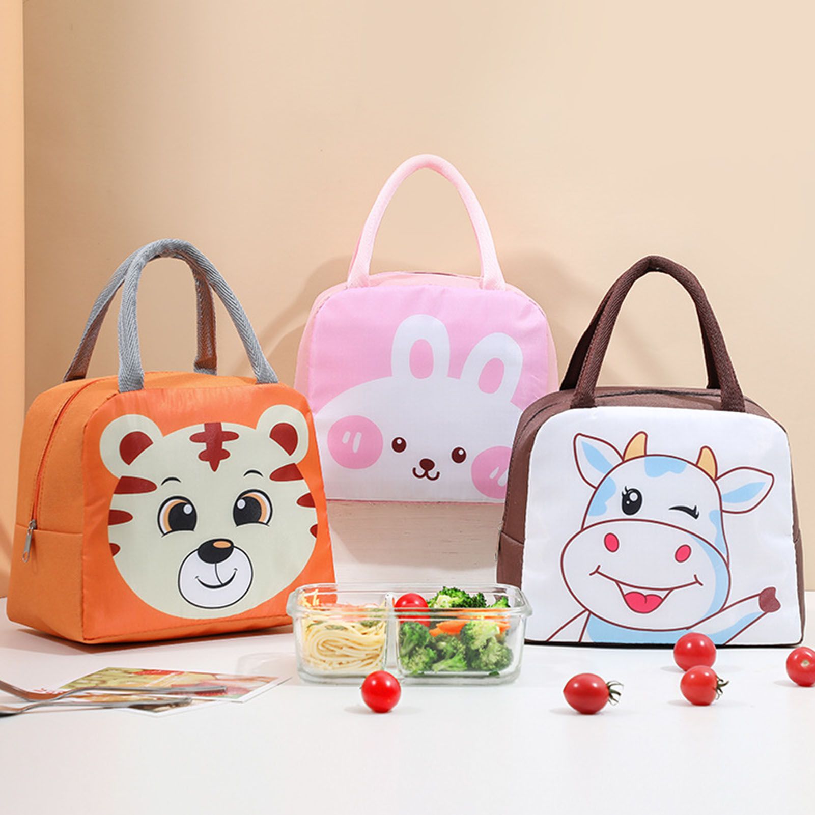 Lunch bag with cartoon animal pattern waterproof thermal insulation 2 Lunch bag with cartoon animal pattern waterproof thermal insulation - Image 2