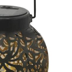 Alternative view of Iron Hollow Solar Lantern Portable Outdoor Solar Hanging Lantern for Garden Yard Patio Decor GZ 0032 Black Solar Landscape Light
