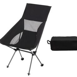 Alternative view of Portable Compact Camping Chair for Outdoor Camp Travel Picnic Lightweight Folding High Back Camping Chair With Head Support -Black