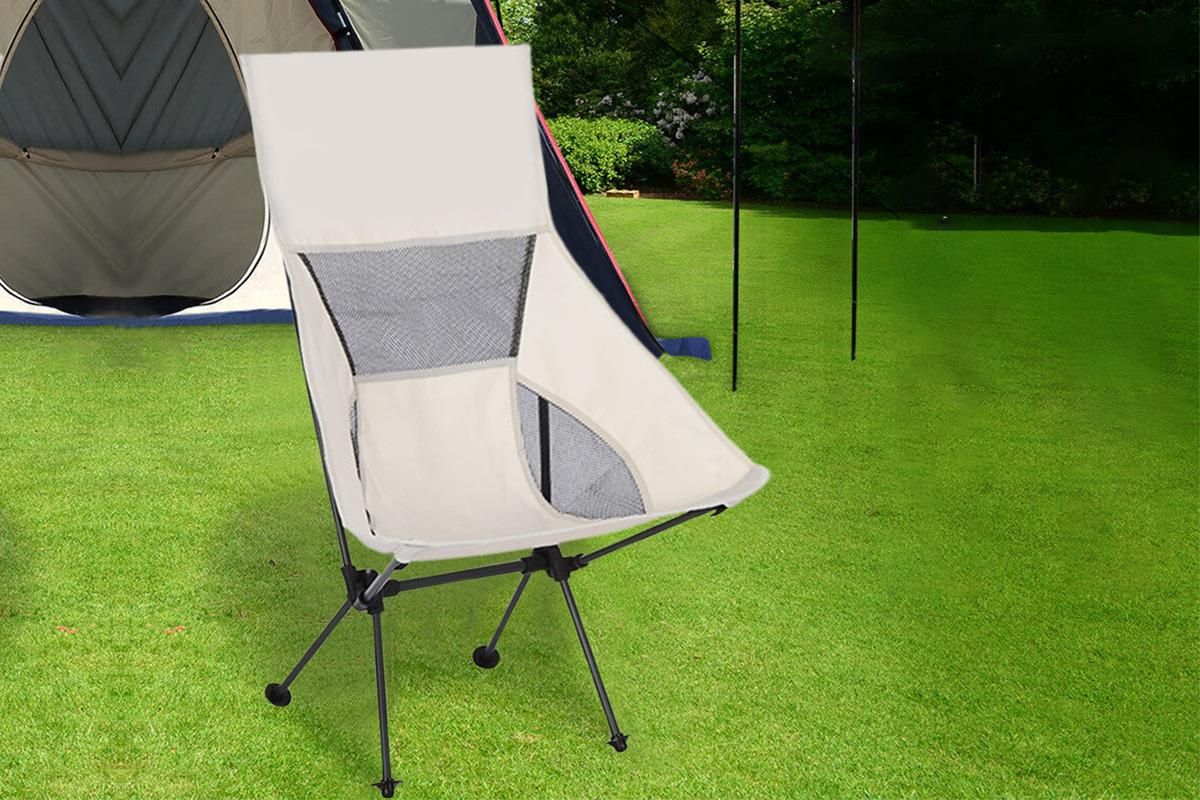 Portable Compact Camping Chair for Outdoor Camp Travel Picnic Lightweight Folding High Back Camping Chair With Head Support -Beige 5 Portable Compact Camping Chair for Outdoor Camp Travel Picnic Lightweight Folding High Back Camping Chair With Head Support -Beige - Image 5