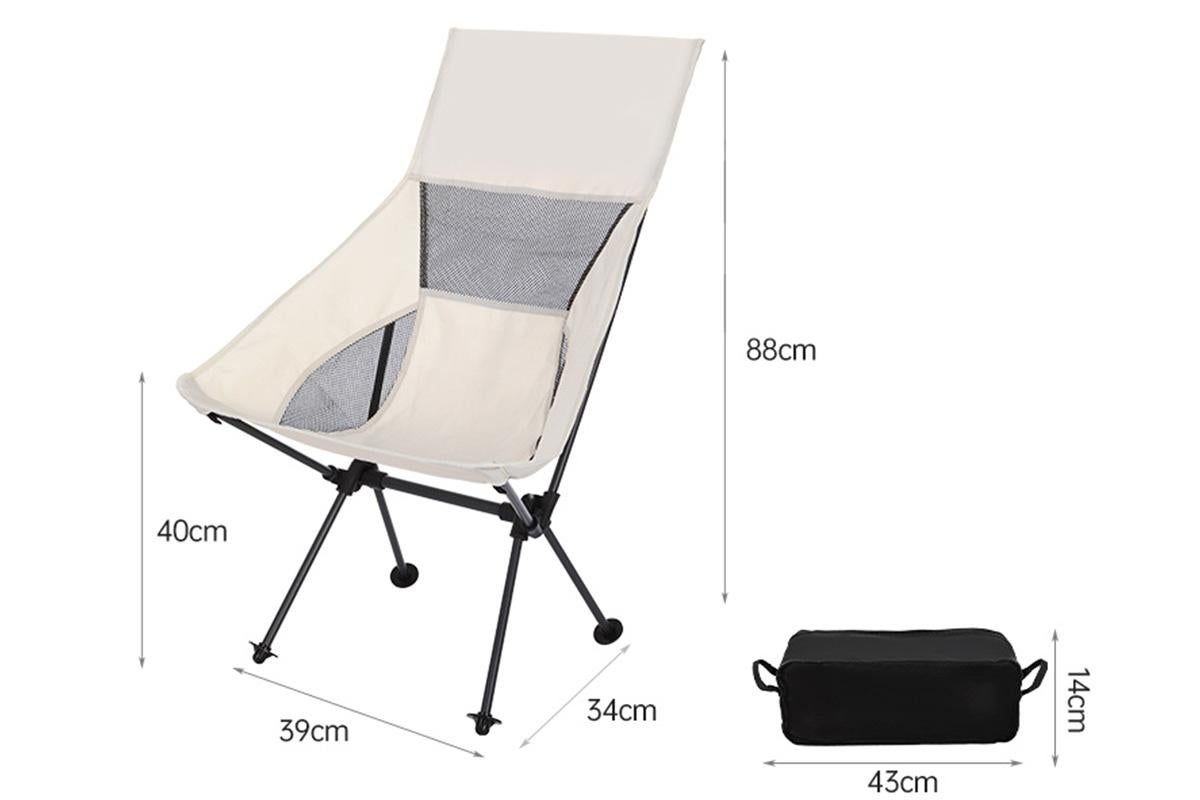 Portable Compact Camping Chair for Outdoor Camp Travel Picnic Lightweight Folding High Back Camping Chair With Head Support -Beige 6 Portable Compact Camping Chair for Outdoor Camp Travel Picnic Lightweight Folding High Back Camping Chair With Head Support -Beige - Image 6